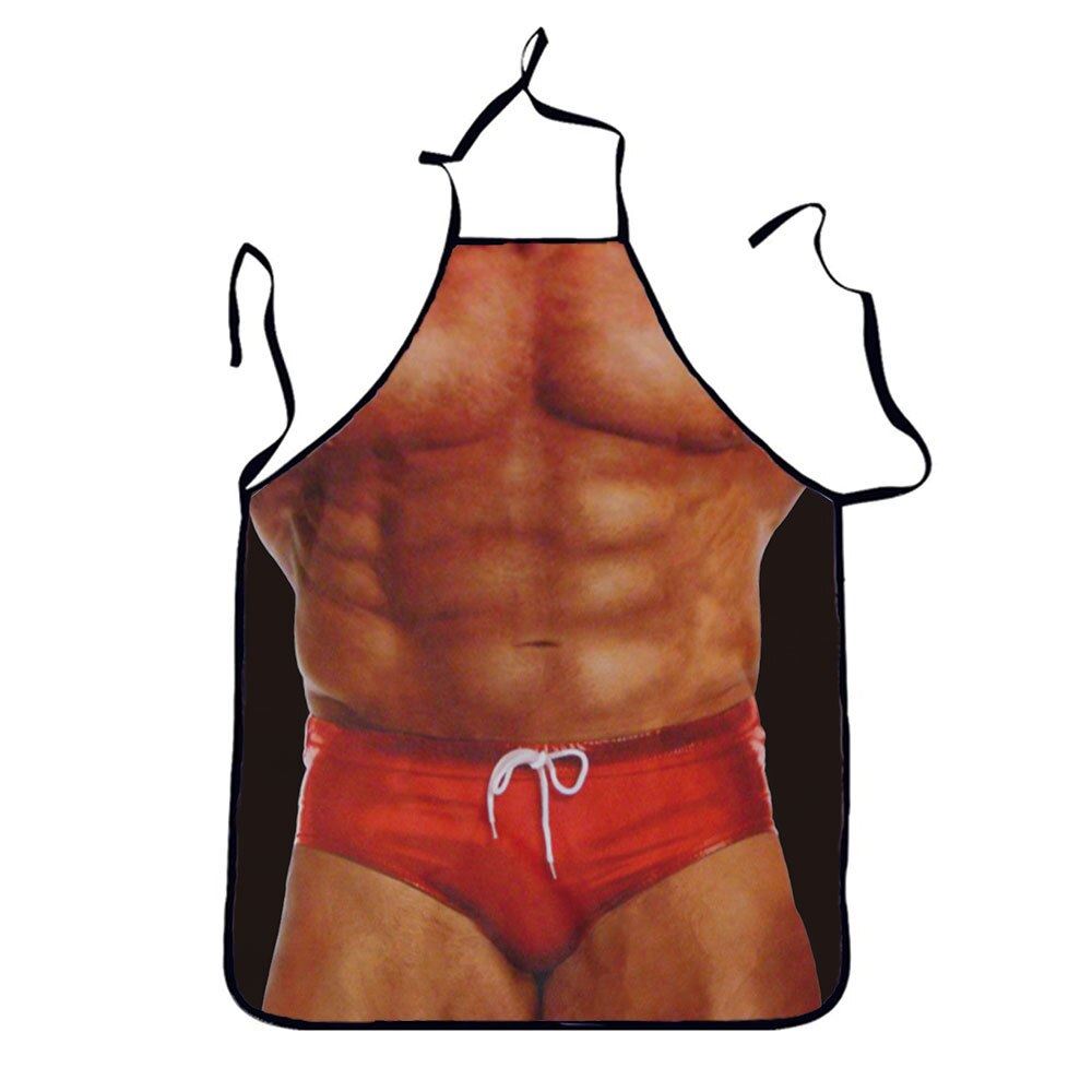 Muscle Man Funny 3D Kitchen Apron Digital Printed Sexy Naked Aprons Superhero Pa