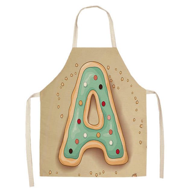 Letter Pattern Kitchen Apron Sleeveless Cotton Linen Kids Aprons For Cookin