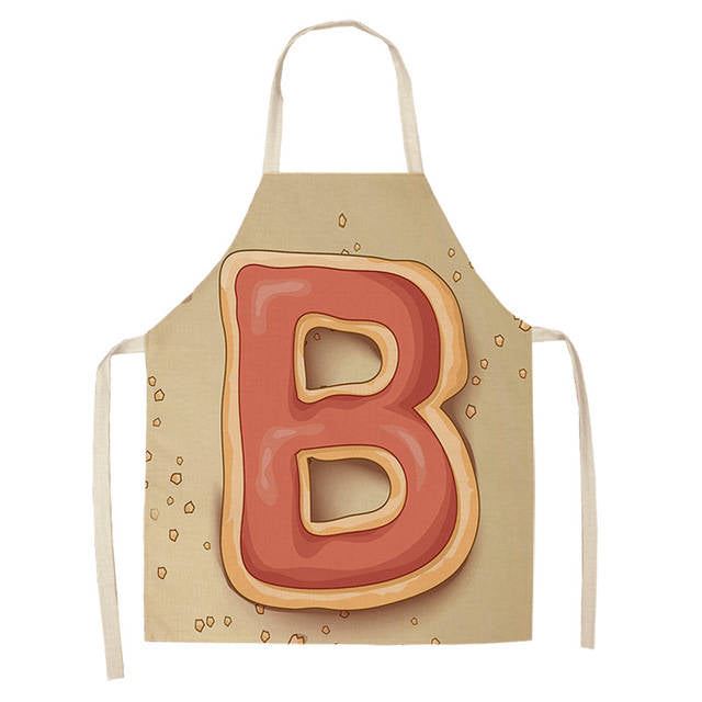 Letter Pattern Kitchen Apron Sleeveless Cotton Linen Kids Aprons For Cookin