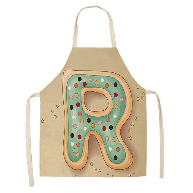 Letter Pattern Kitchen Apron Sleeveless Cotton Linen Kids Aprons For Cookin