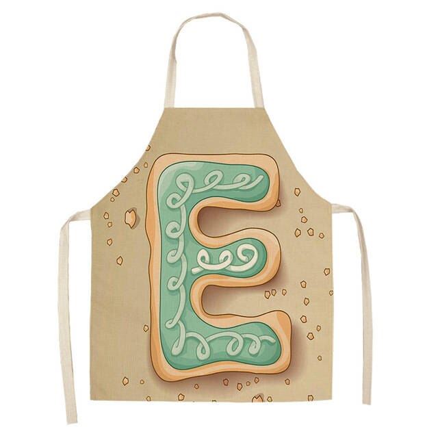 Letter Pattern Kitchen Apron Sleeveless Cotton Linen Kids Aprons For Cookin