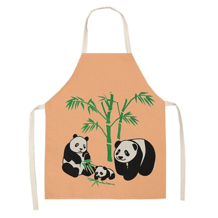 Fashion Panda Series Waterproof Cotton Linen Housework Kitchen Apron For Woman M