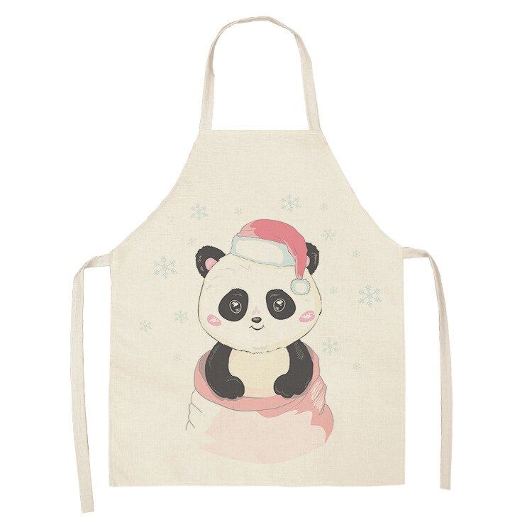 Fashion Panda Series Waterproof Cotton Linen Housework Kitchen Apron For Woman M