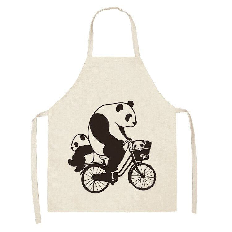 Fashion Panda Series Waterproof Cotton Linen Housework Kitchen Apron For Woman M