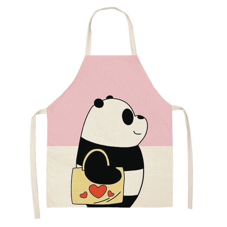 Fashion Panda Series Waterproof Cotton Linen Housework Kitchen Apron For Woman M