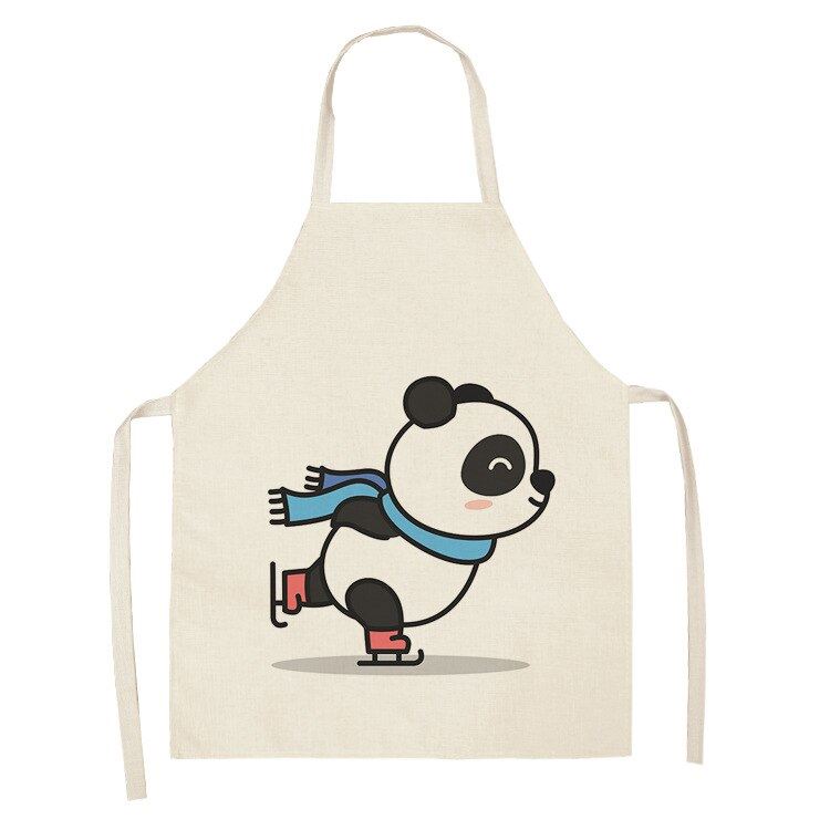 Fashion Panda Series Waterproof Cotton Linen Housework Kitchen Apron For Woman M