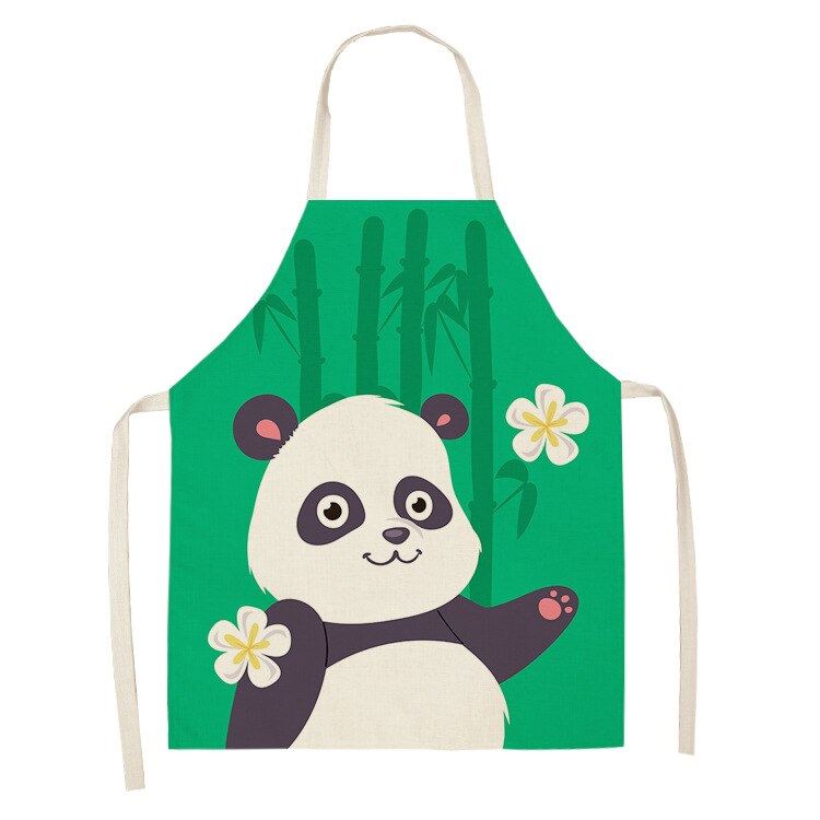 Fashion Panda Series Waterproof Cotton Linen Housework Kitchen Apron For Woman M