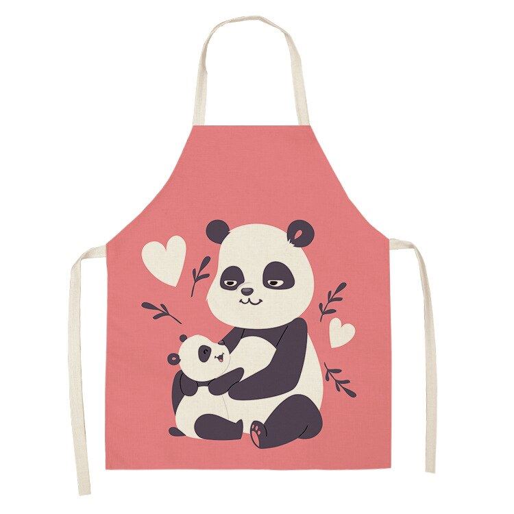 Fashion Panda Series Waterproof Cotton Linen Housework Kitchen Apron For Woman M