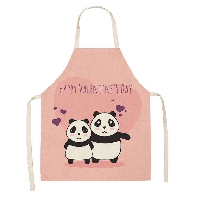 Fashion Panda Series Waterproof Cotton Linen Housework Kitchen Apron For Woman M