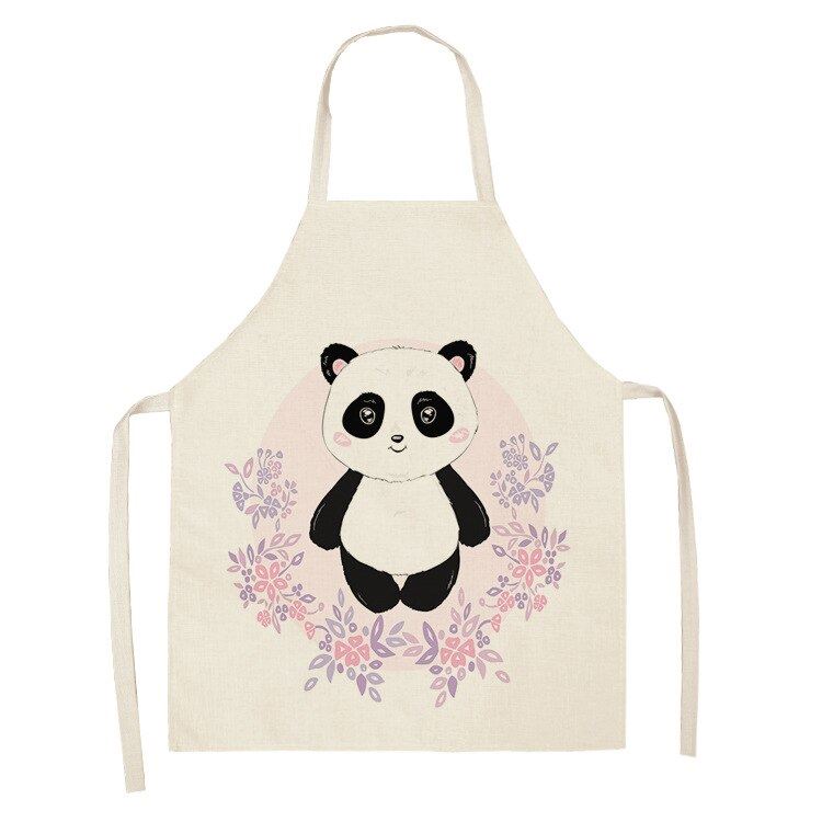 Fashion Panda Series Waterproof Cotton Linen Housework Kitchen Apron For Woman M