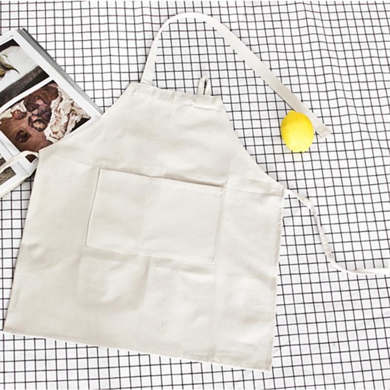 White Black Kids Long Canvas Apron School Painting Craft Gardening Drawing Cloth