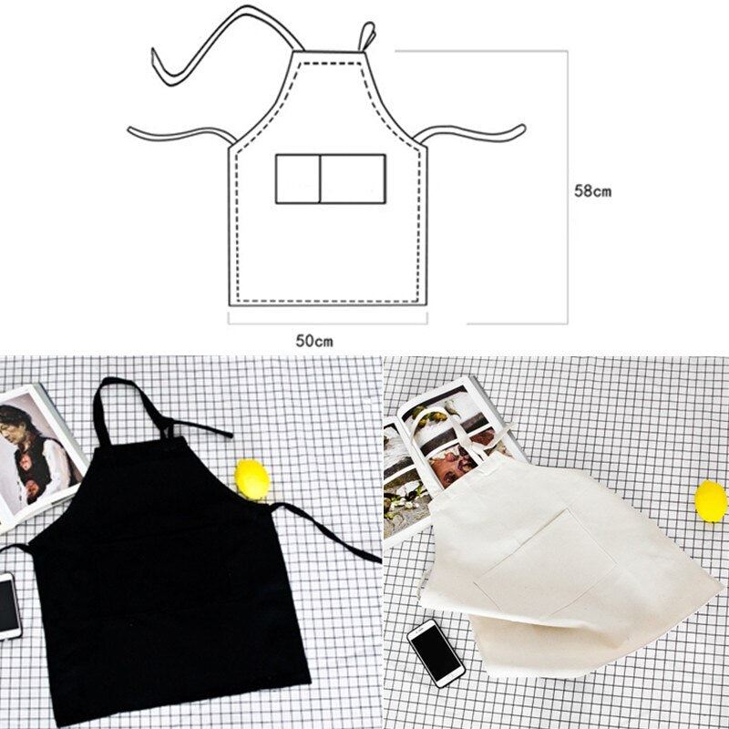 White Black Kids Long Canvas Apron School Painting Craft Gardening Drawing Cloth