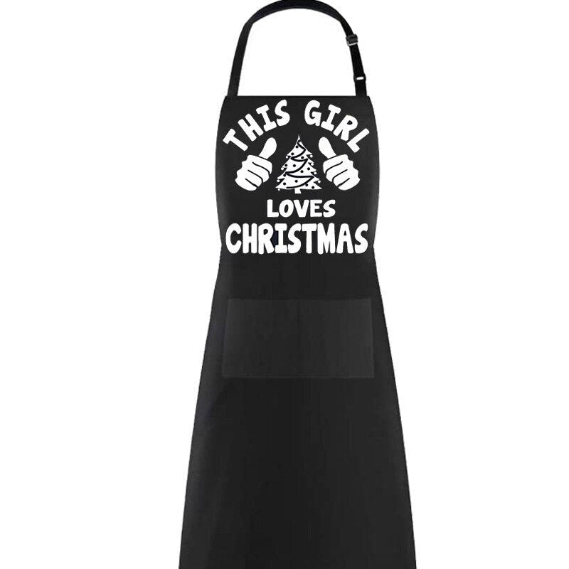 his hers Women man Merry Christmas Apron Xmas family BBQ supplies mom dad Wife h