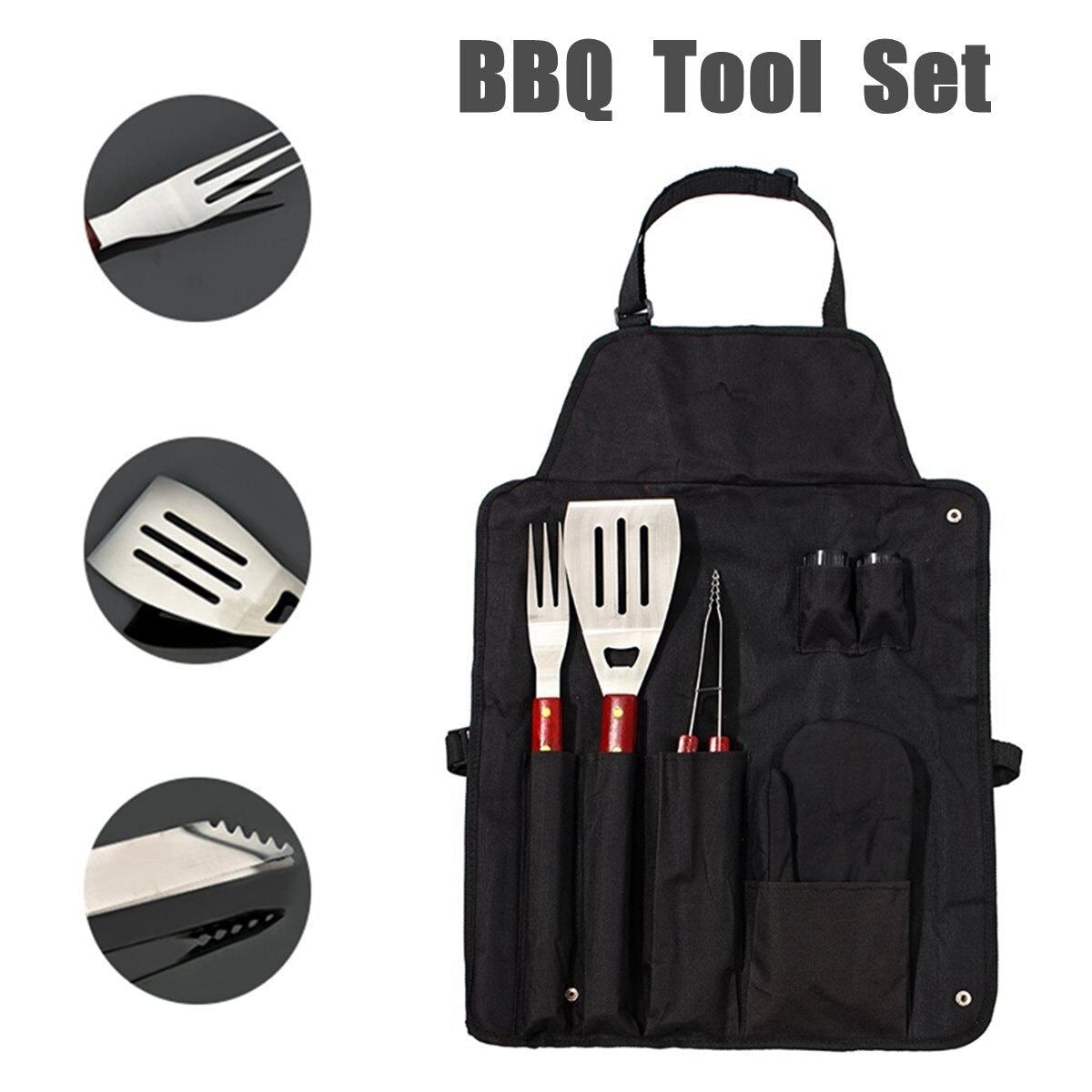 Camping BBQ Tools 7Pcs Stainless Steel Grill Cooking Kit Utensils BBQ Tools Kitc