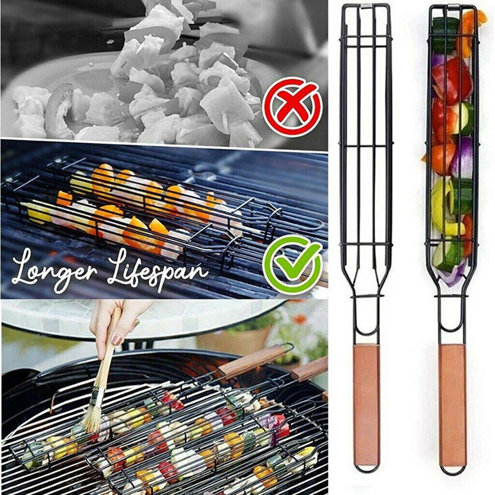 BBQ Grilling Basket Stainless Steel Nonstick Barbecue Grill Basket Tools Grill M