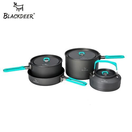 BLACKDEER Outdoor Camping Tableware Set Backpacking Picnic 2 Pot 1 Frypan 1 Kett