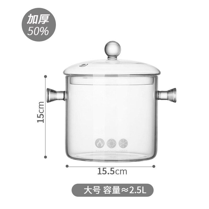 Borosilicate Glass Soup Luxury Pot Transparent Health Kitchen Cooking Pots Pans