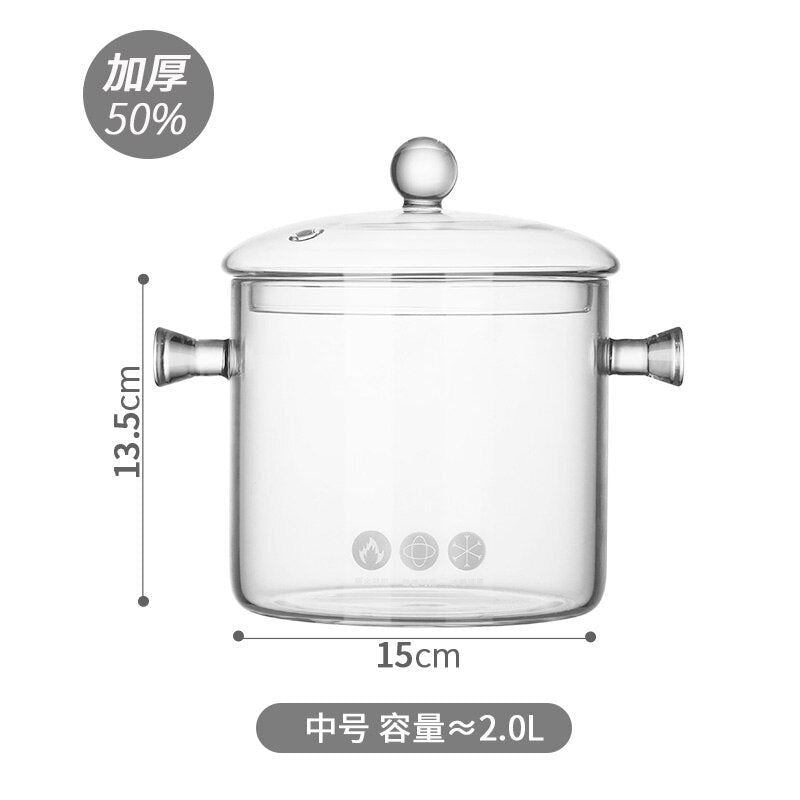 Borosilicate Glass Soup Luxury Pot Transparent Health Kitchen Cooking Pots Pans