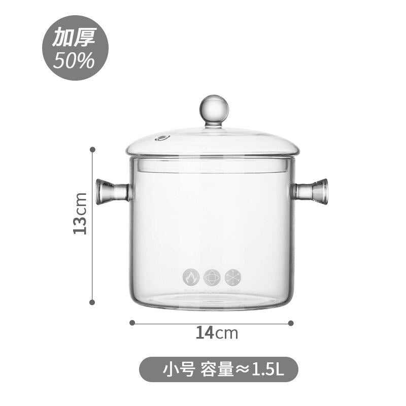 Borosilicate Glass Soup Luxury Pot Transparent Health Kitchen Cooking Pots Pans