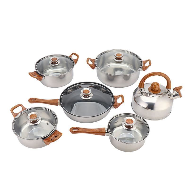 Cookware Set 12-Piece Kitchen Stainless Steel Cooking Pot & Pan Sets,Milk pan,Sa