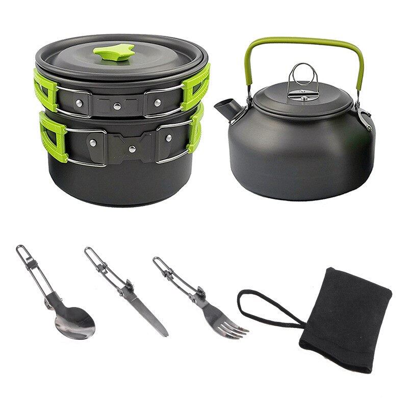 Camping Cookware Set Aluminum Nonstick Portable Outdoor Tableware Kettle Pot Coo