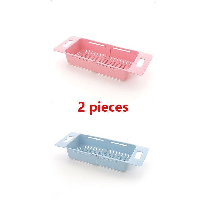 Adjustable Dish Drainer Sink Drain Basket Washing Vegetable Fruit Plastic Drying