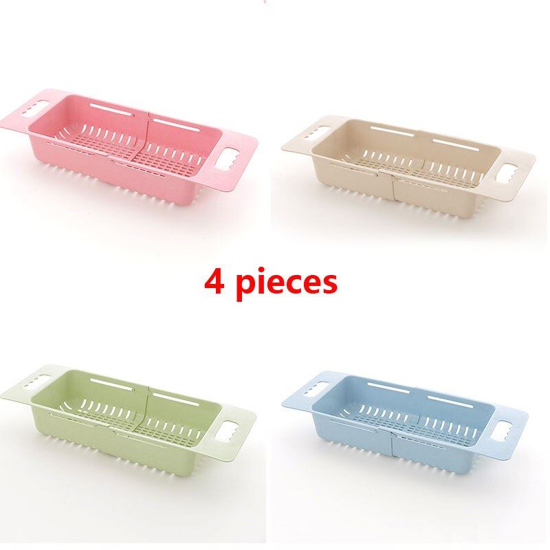 Adjustable Dish Drainer Sink Drain Basket Washing Vegetable Fruit Plastic Drying