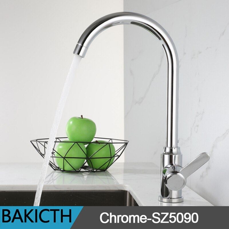 Bakicth Kitchen Faucets Silver Single Handle Pull Out Kitchen Tap Single Hole