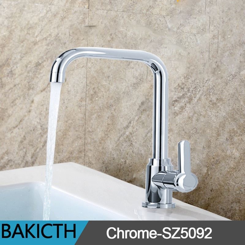 Bakicth Kitchen Faucets Silver Single Handle Pull Out Kitchen Tap Single Hole