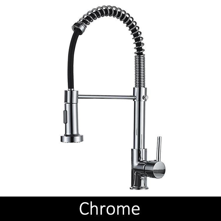 Deck Mounted Flexible Kitchen Faucets Pull Out Mixer Tap Black Hot Cold Kitchen