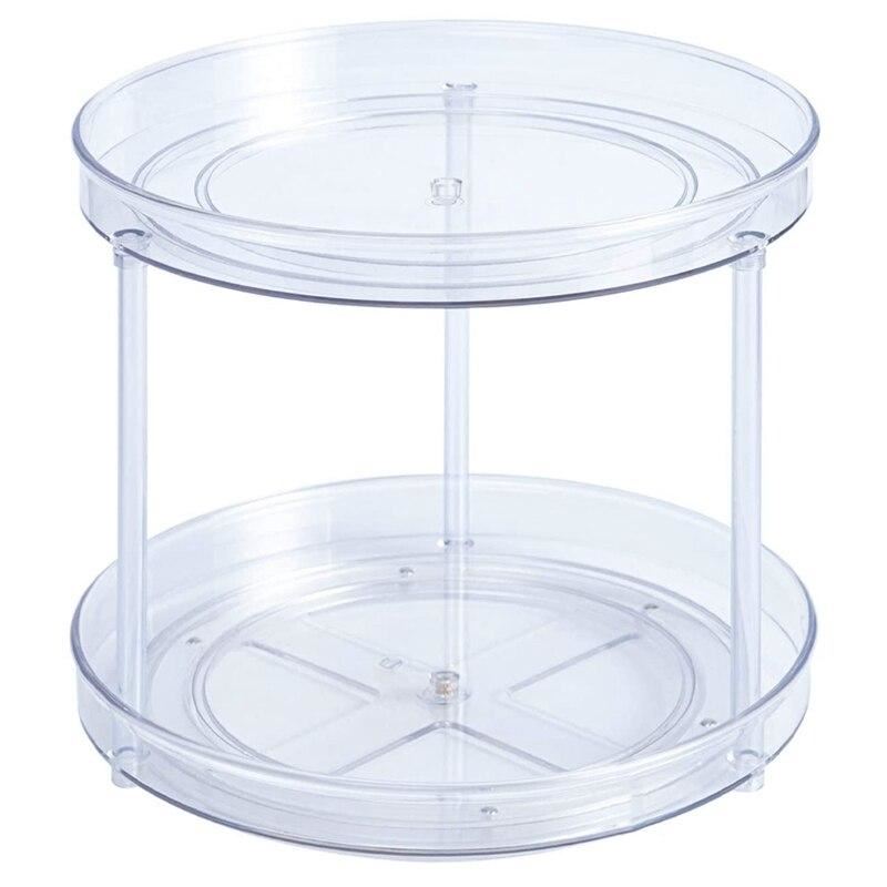 Clear Lazy Susan, 2 Tier Turntable Spice Organizer for Cabinet and Counter, for