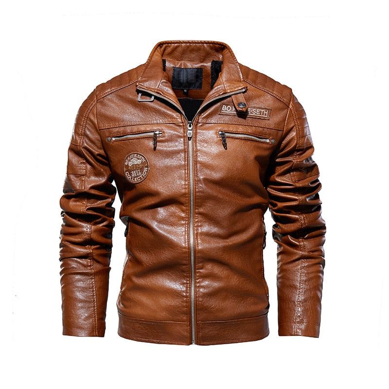 Street Knights Leather Jacket Men Winter Fleece Motorcycle Pu Leahter Jacket Mal