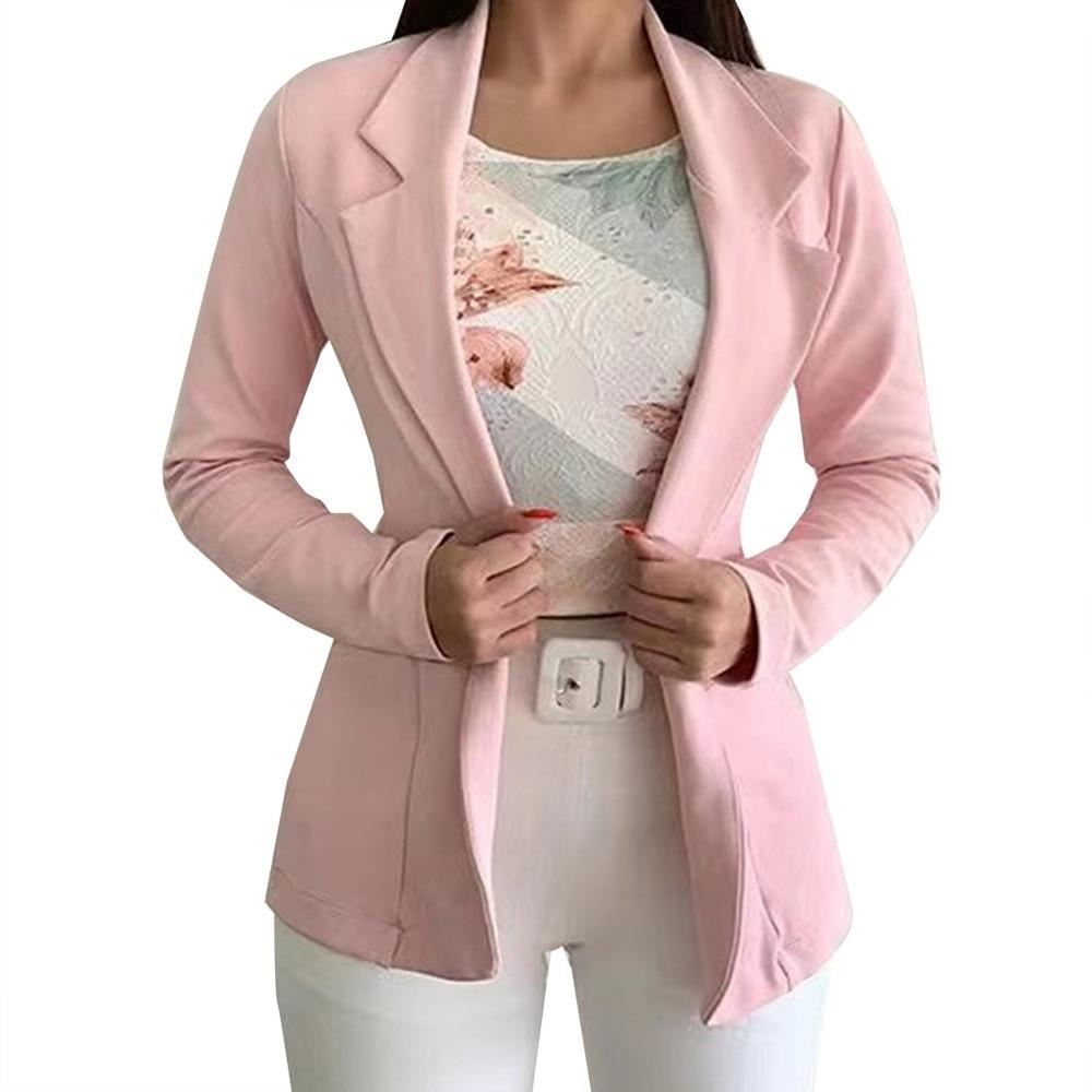 Women Autumn Blazer Jacket Fashion Basic Blazer Casual Solid Button Long Sleeve