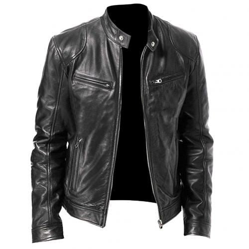 2021Hot  Men's Leather Jackets Autumn Casual Artificial Leather Jacket Biker Lea