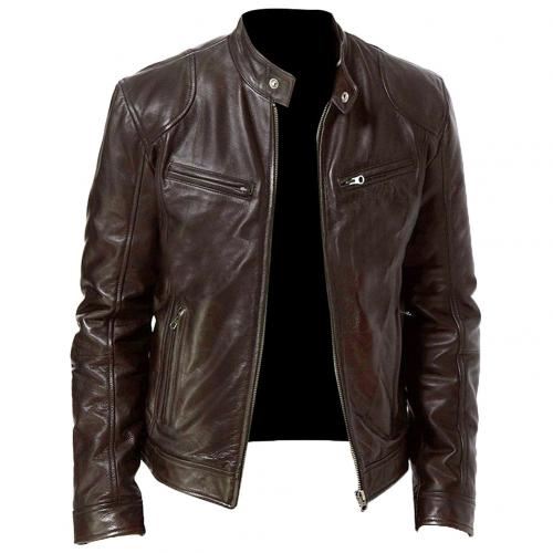 2021Hot  Men's Leather Jackets Autumn Casual Artificial Leather Jacket Biker Lea