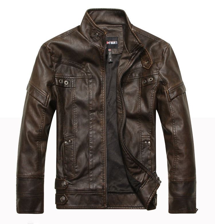 Men's Leather Jackets Brand Motorcycle Leather Jacket Men Fur Jacket Jaqueta De