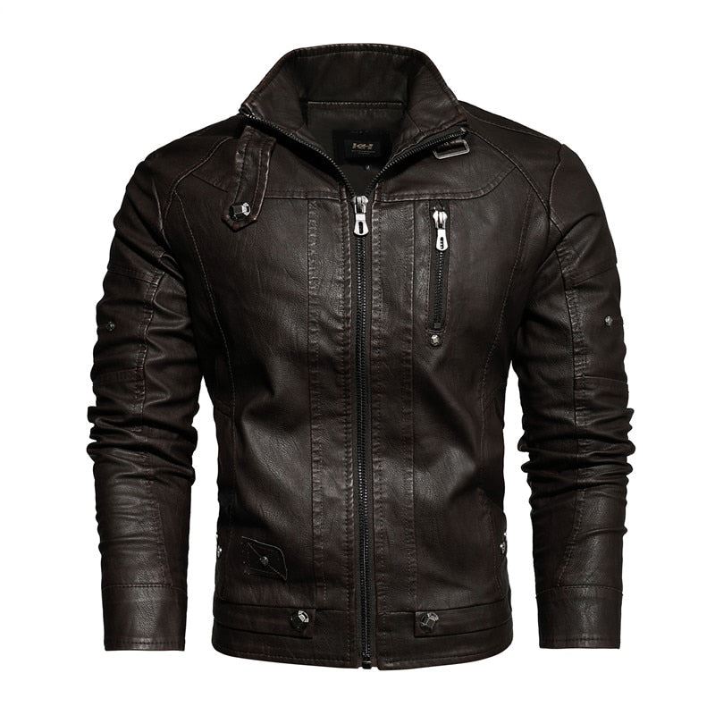 2021 Mens Motorcycle Jacket Autumn Winter Men New Faux PU Leather Jackets Casual