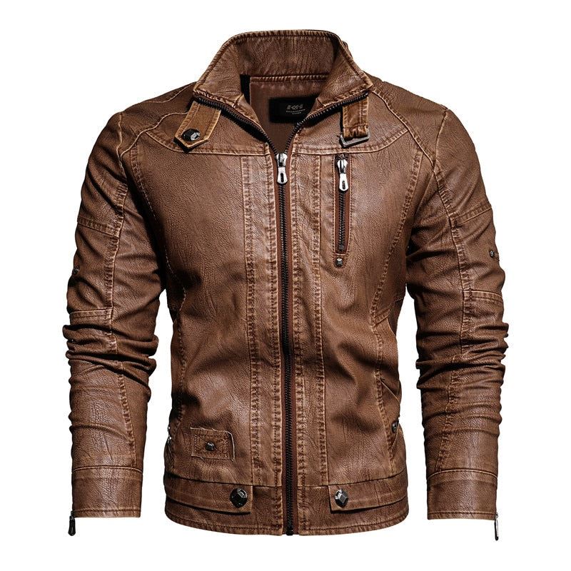 2021 Mens Motorcycle Jacket Autumn Winter Men New Faux PU Leather Jackets Casual