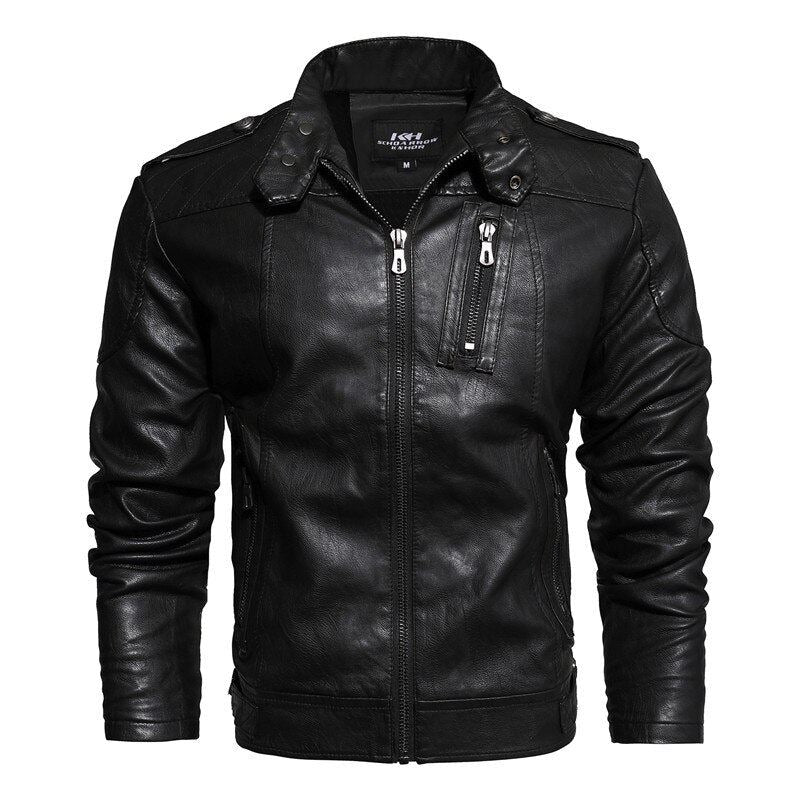 2021 Mens Motorcycle Jacket Autumn Winter Men New Faux PU Leather Jackets Casual