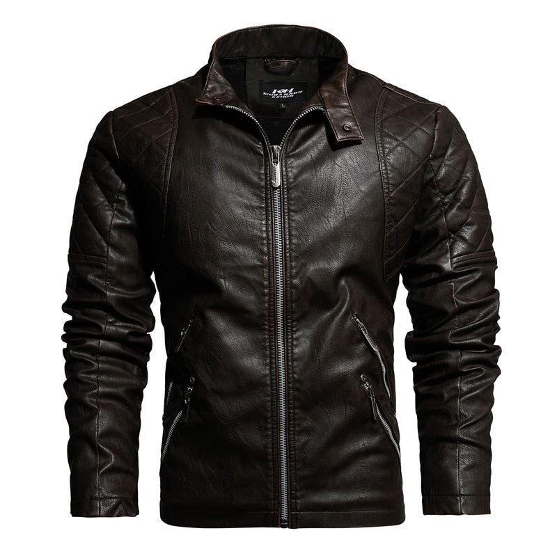 2021 Mens Motorcycle Jacket Autumn Winter Men New Faux PU Leather Jackets Casual