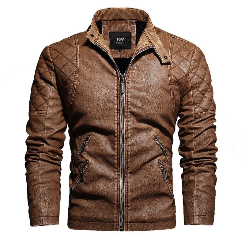 2021 Mens Motorcycle Jacket Autumn Winter Men New Faux PU Leather Jackets Casual