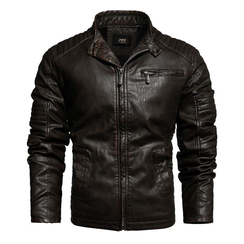 2021 Mens Motorcycle Jacket Autumn Winter Men New Faux PU Leather Jackets Casual