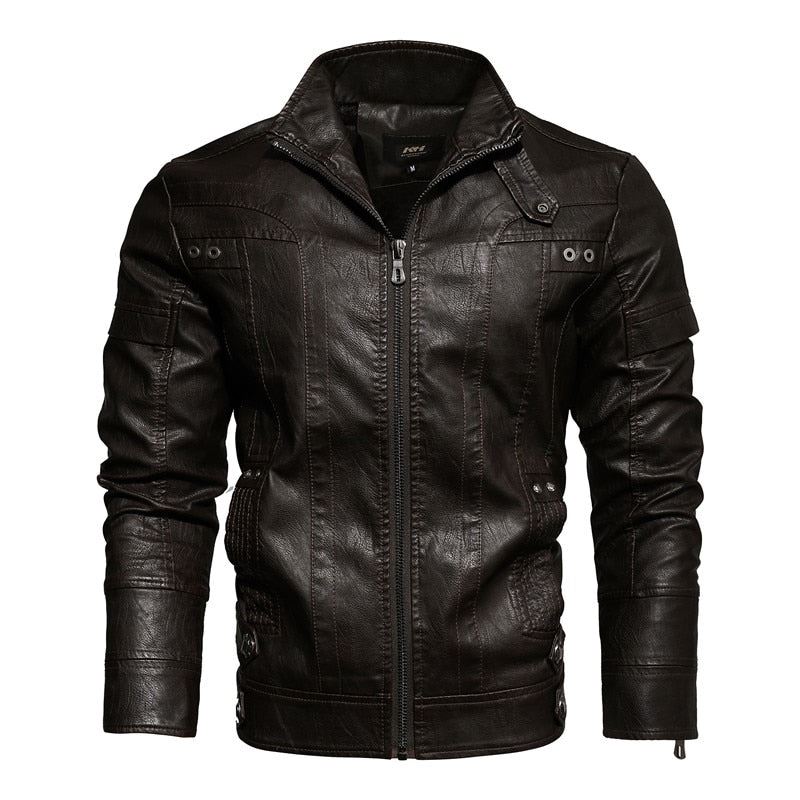 2021 Mens Motorcycle Jacket Autumn Winter Men New Faux PU Leather Jackets Casual