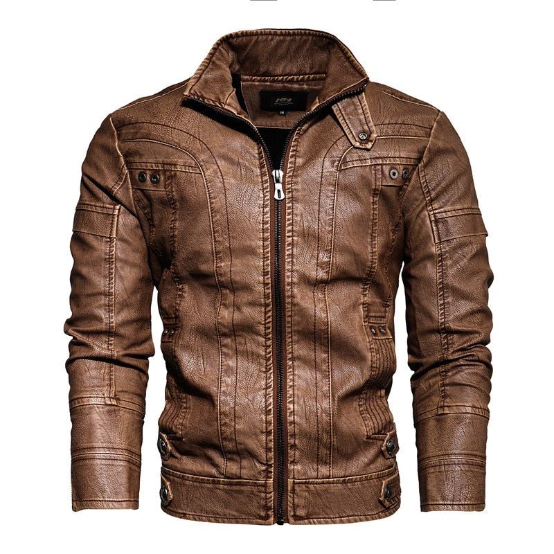 2021 Mens Motorcycle Jacket Autumn Winter Men New Faux PU Leather Jackets Casual