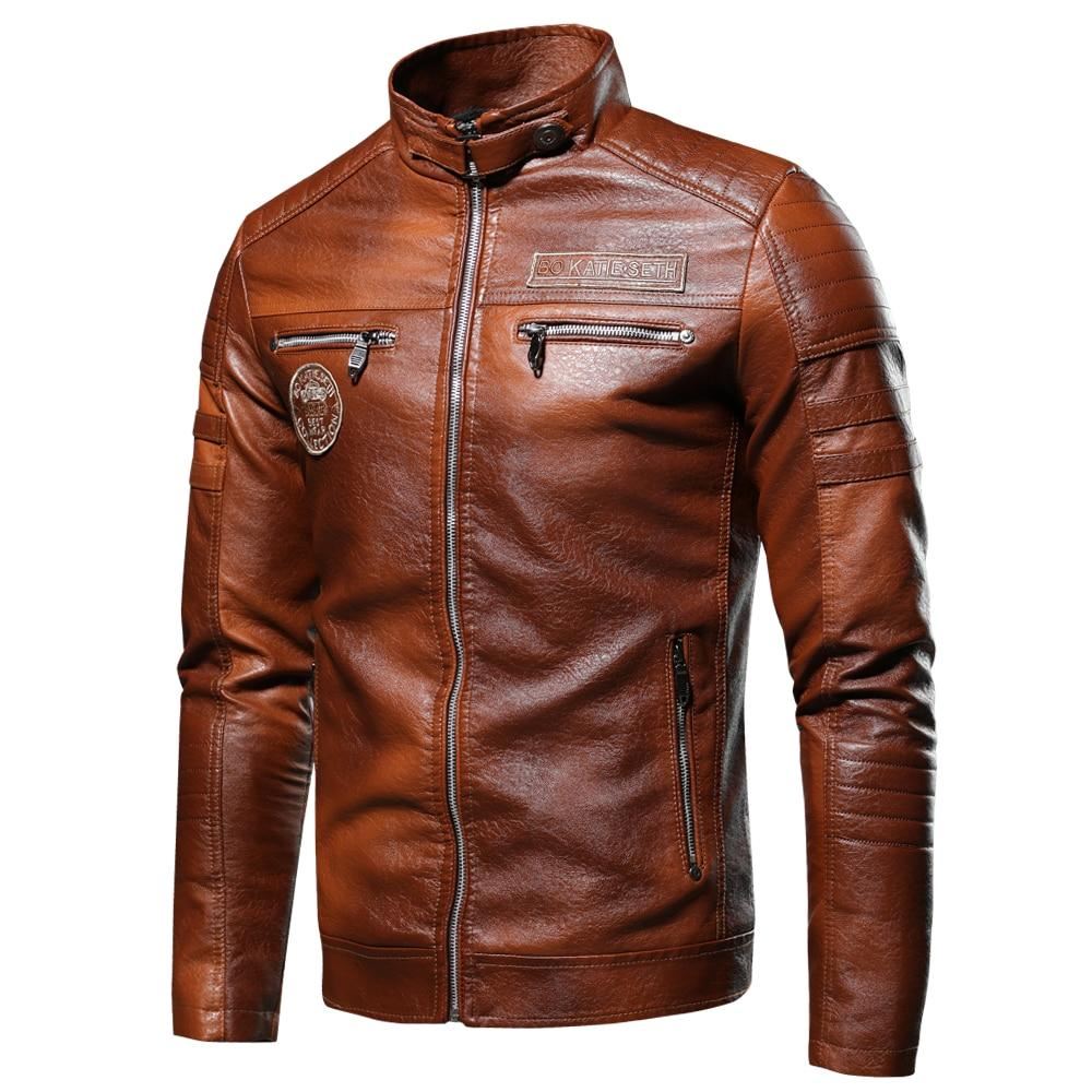 Ucrazy Men 2021 Autumn New Brand Casual Motor Distressed Leather Jacket Coat Men