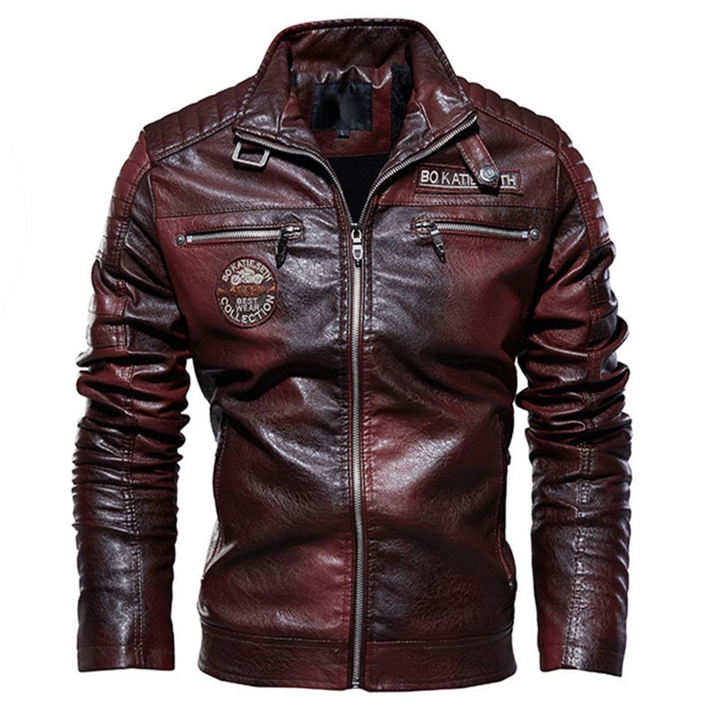 Ucrazy Men 2021 Autumn New Brand Casual Motor Distressed Leather Jacket Coat Men