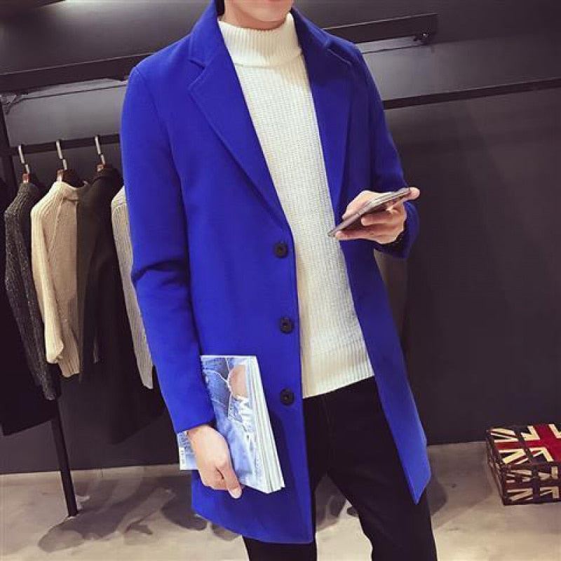 2021 Fashion Men Wool & Blends Mens Casual Business Trench Coat Mens Leisure Ove