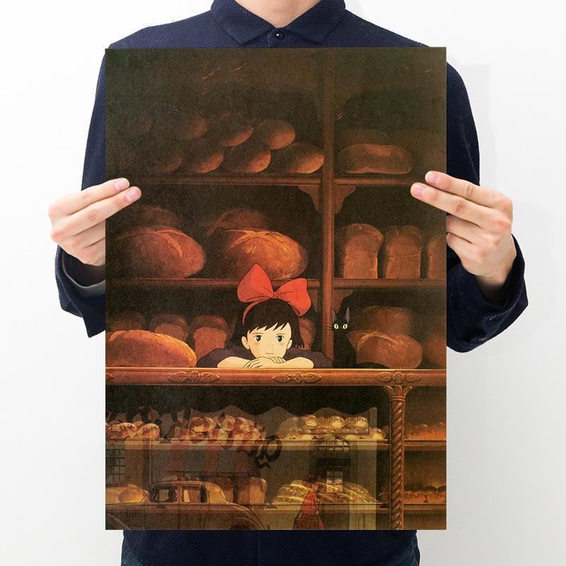 Room decoration anime witch home delivery retro kraft paper poster bar cafe deco