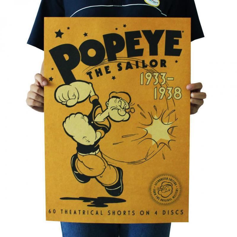 Cartoon Popeye Nostalgic Brown Paper Poster Wall Sticker Furniture Decoration Pa