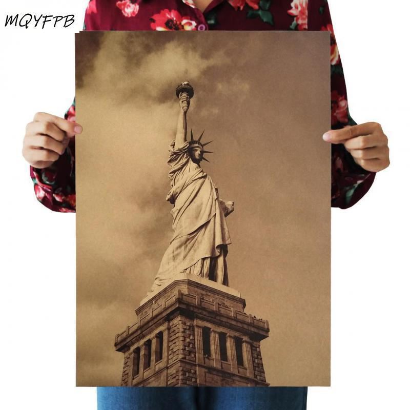 Statue of Liberty Kraft Paper Poster Home Decoration Painting Wall Sticker Room